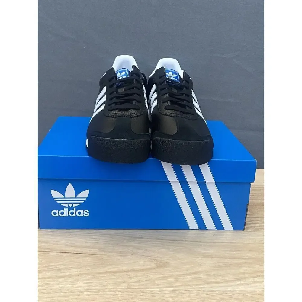 adidas Men’s Samoa Core Black Shoes with White Stripes - Picture 4 of 6